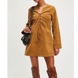 NWT Free People Bradley Faux Suede Mini Dress.  XS